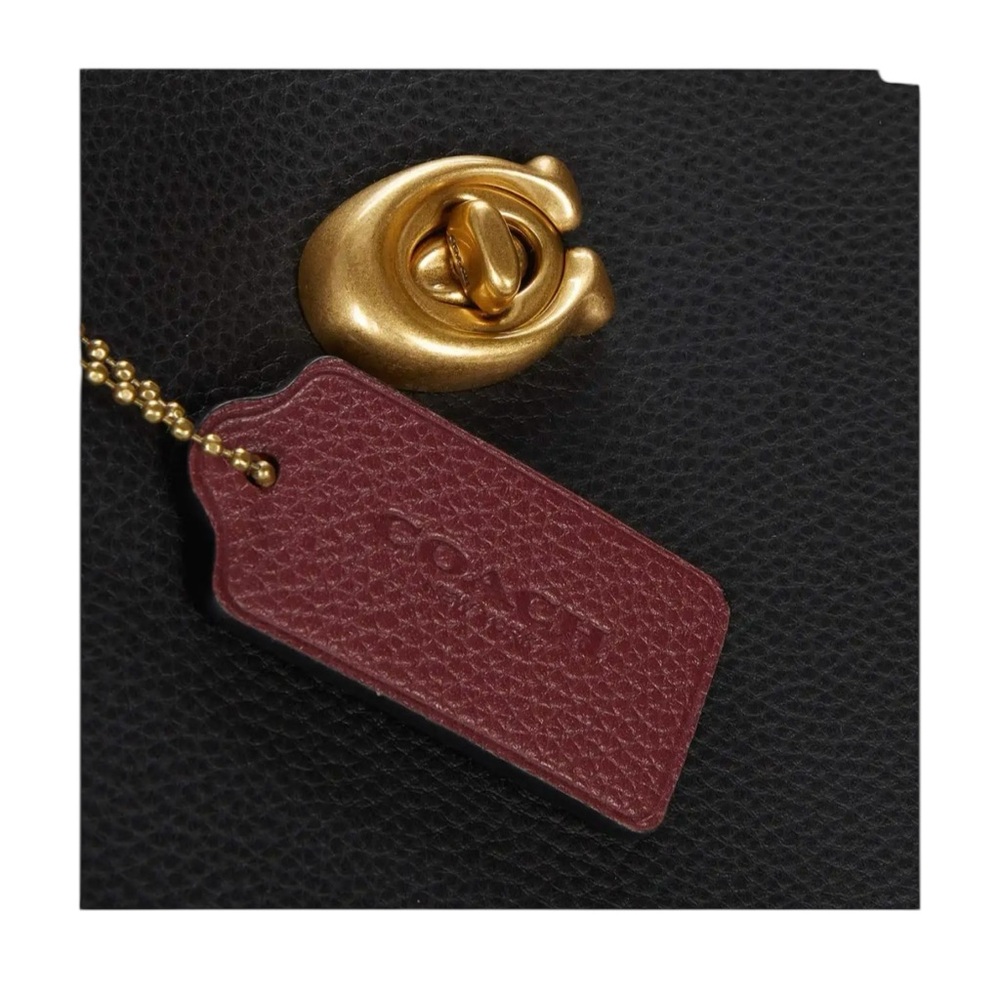 Coach Polished Pebble Leather Willow Tote Black Leather Tote Bag - Picture 4 of 4